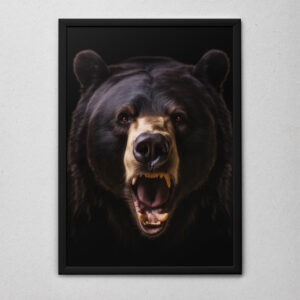 Quadro Decorativo O Urso Negro Feroz