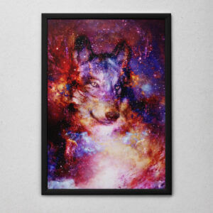 Quadro Arte Cósmica - Lobo Cósmico e Colorido